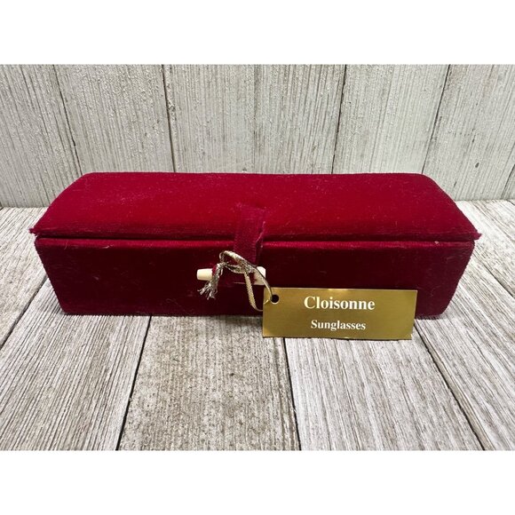 Vtg Cloisonne Novelty Beach Sunglasses w/ Red Velvet Box Christmas Ornament 5.5" - Picture 6 of 6